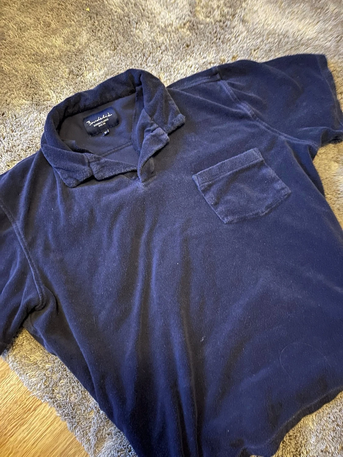 Mörkblå frotté polotopp Bondelid - 1