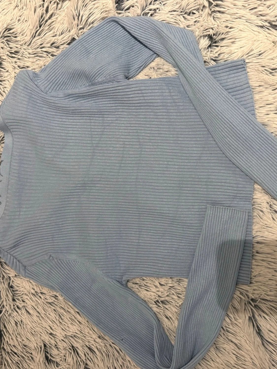 Ljusblå ribbad kofta från Stradivarius - 1