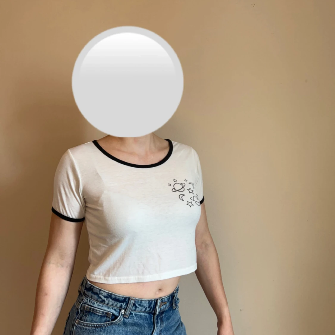 Vit magtröja m tryck