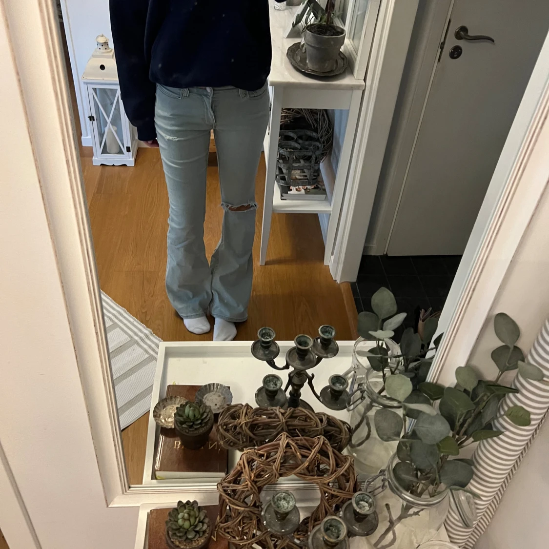 Ljusblå bootcut jeans - 1