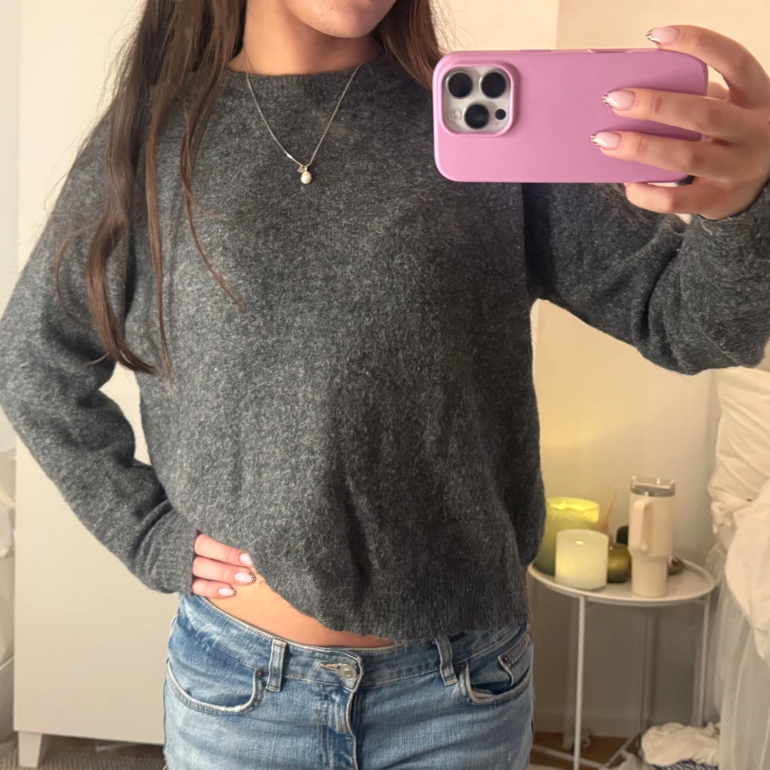 Mörkgrå stickad tröja från Zara - 1