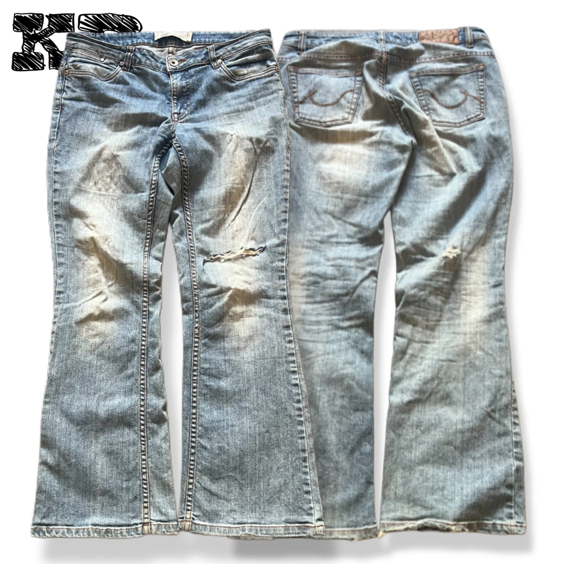 Ljusblåa Lågmidjade Jeans