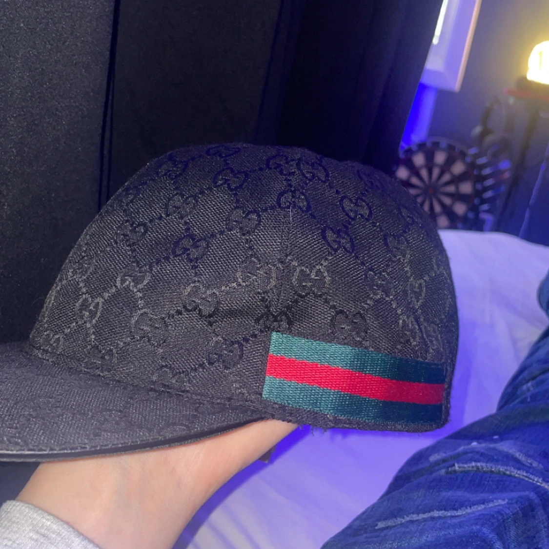 Svart Gucci keps med GG-mönster - 1