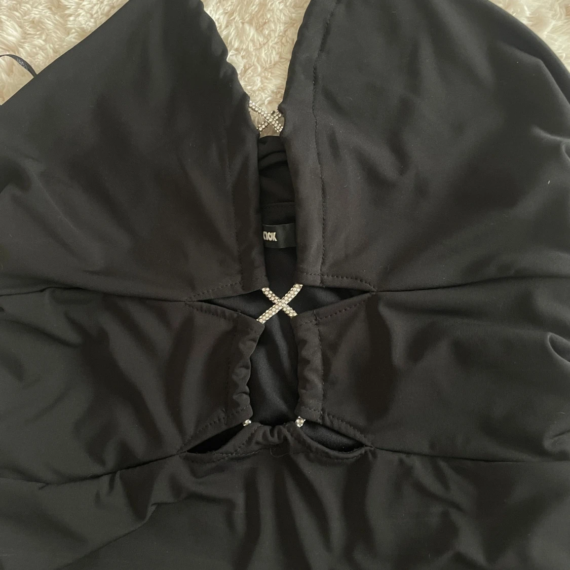 Svart glittrig halterneck topp  - 1