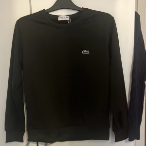 Svart sweatshirt från Lacoste - Svart sweatshirt från Lacoste med klassisk rund hals och den ikoniska krokodilloggan broderad på bröstet. Tröjan har lång ärm, ribbade muddar och en clean, stilren look. Regular fit och tillverkad i mjuk bomullsmix som är skön att bära.