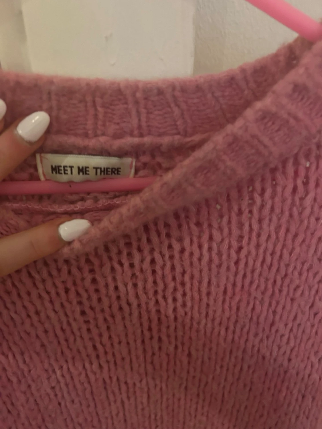 Rosa stickad tröja Meet Me There - 1