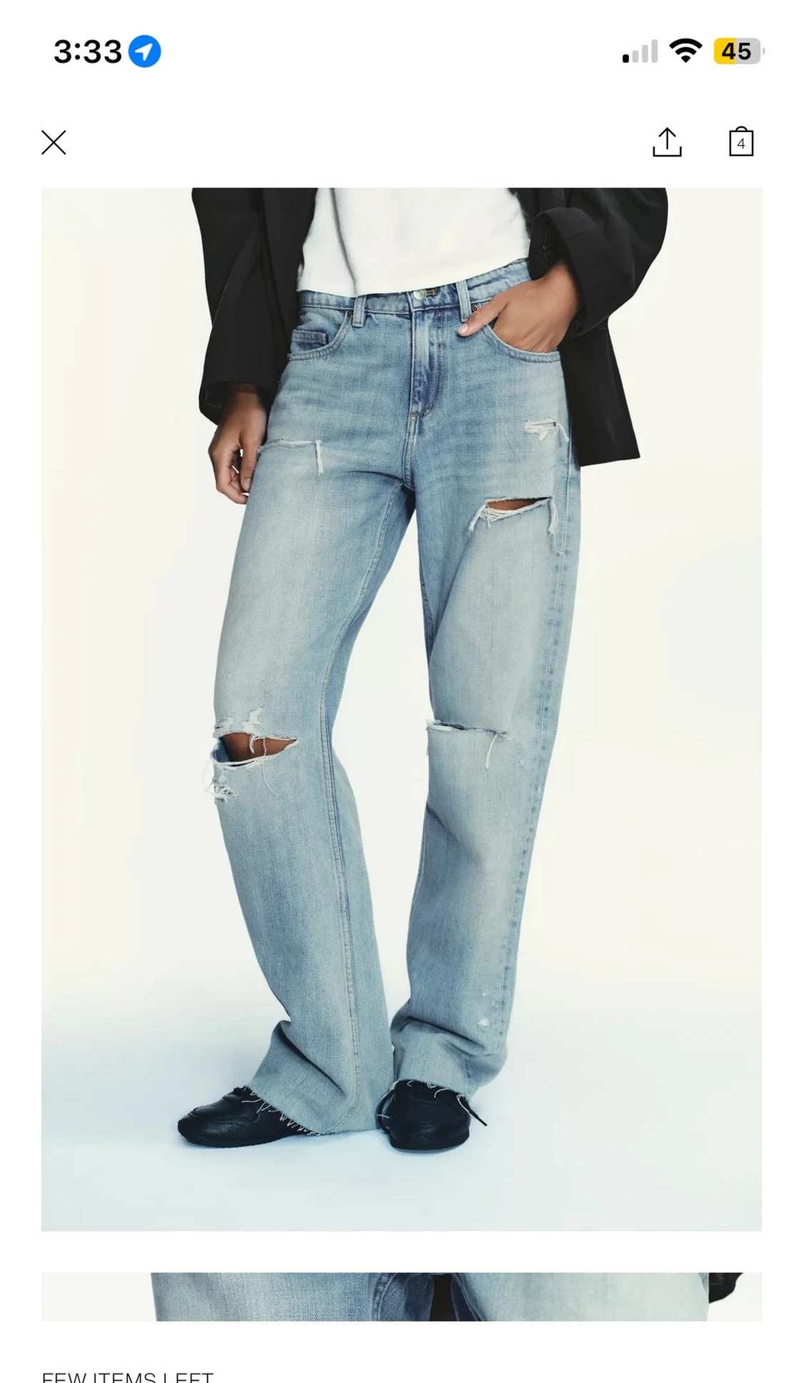 Ljusblå ripped wide jeans - 1