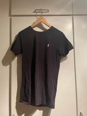 Svart t-shirt från Polo Ralph Lauren - Svart t-shirt från Polo Ralph Lauren med klassisk passform. T-shirten har en liten vit broderad logga på bröstet och är tillverkad i mjuk bomull. 