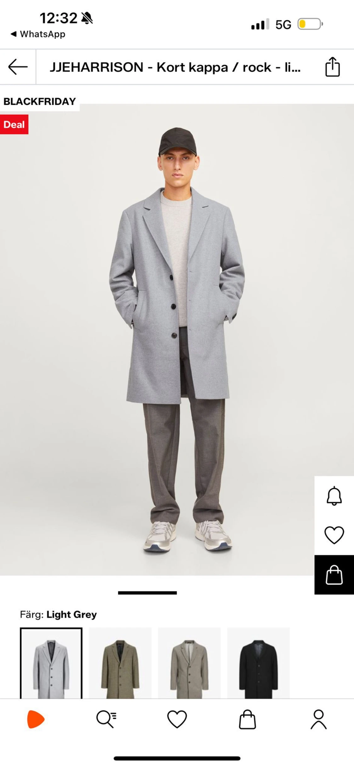 Ljusgrå kort kappa från Jack & Jones
