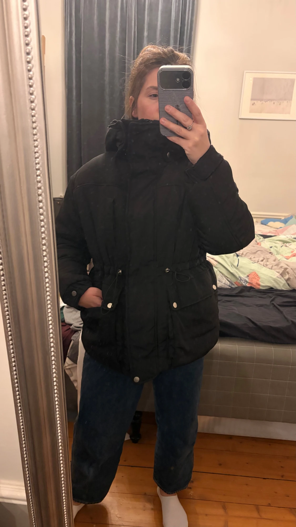 Svart pufferjacka från ZARA med huva - 3