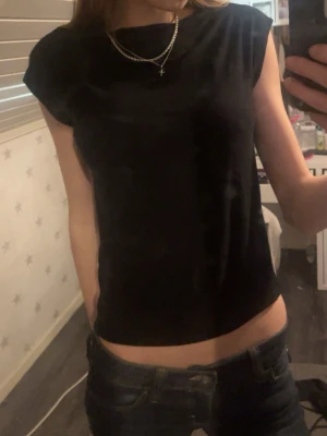 Svart topp från 157, storlek S - Enkel och stilren svart topp från 157 i storlek S. Toppen har en rak passform, är ärmlös och har en klassisk rund halsringning. Perfekt att matcha med jeans eller kjol för en clean look.