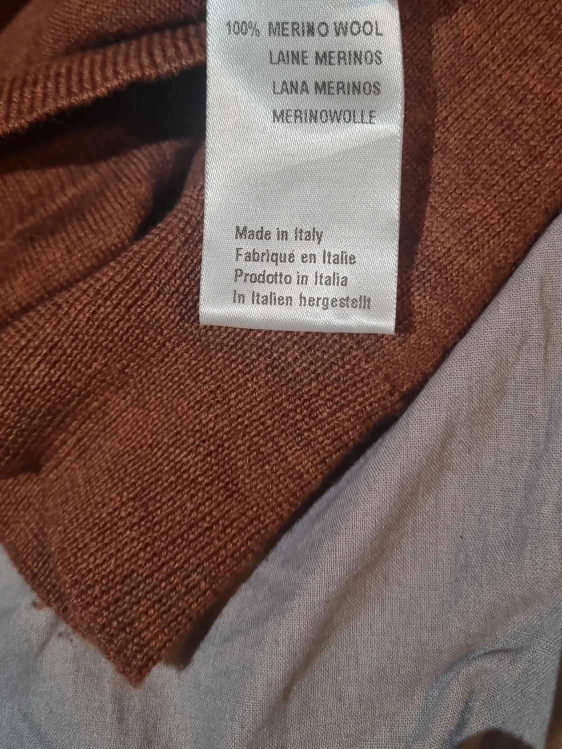 Brun merinoulltröja med half zip - 3