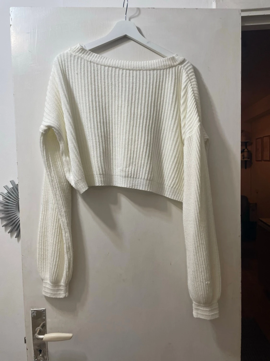 Vit croppad kofta med knappar - 1