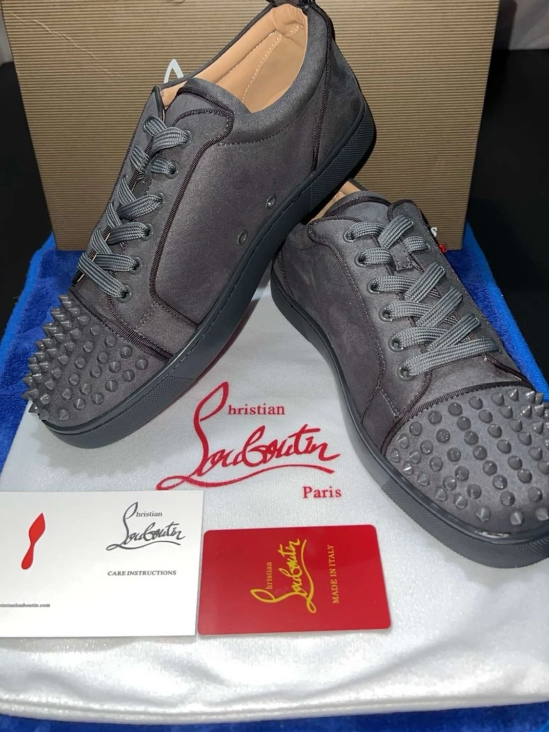 Christian Louboutin svarta sneakers med nitar - 2