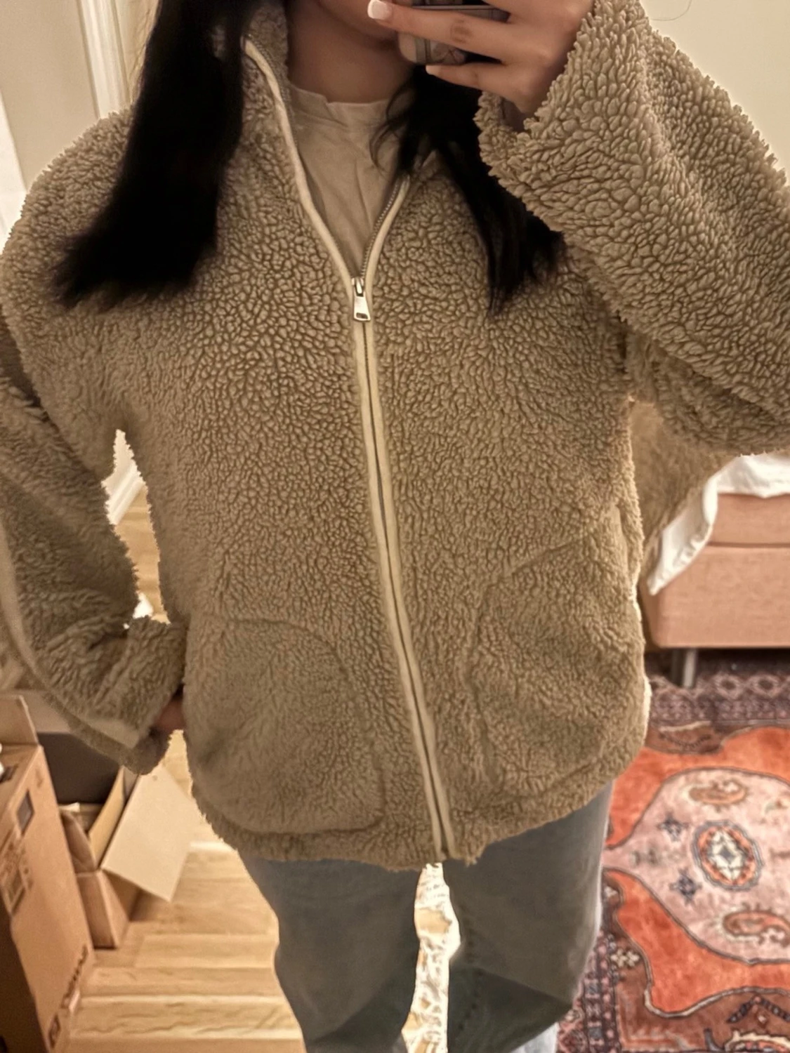 Beige teddyjacka - 2