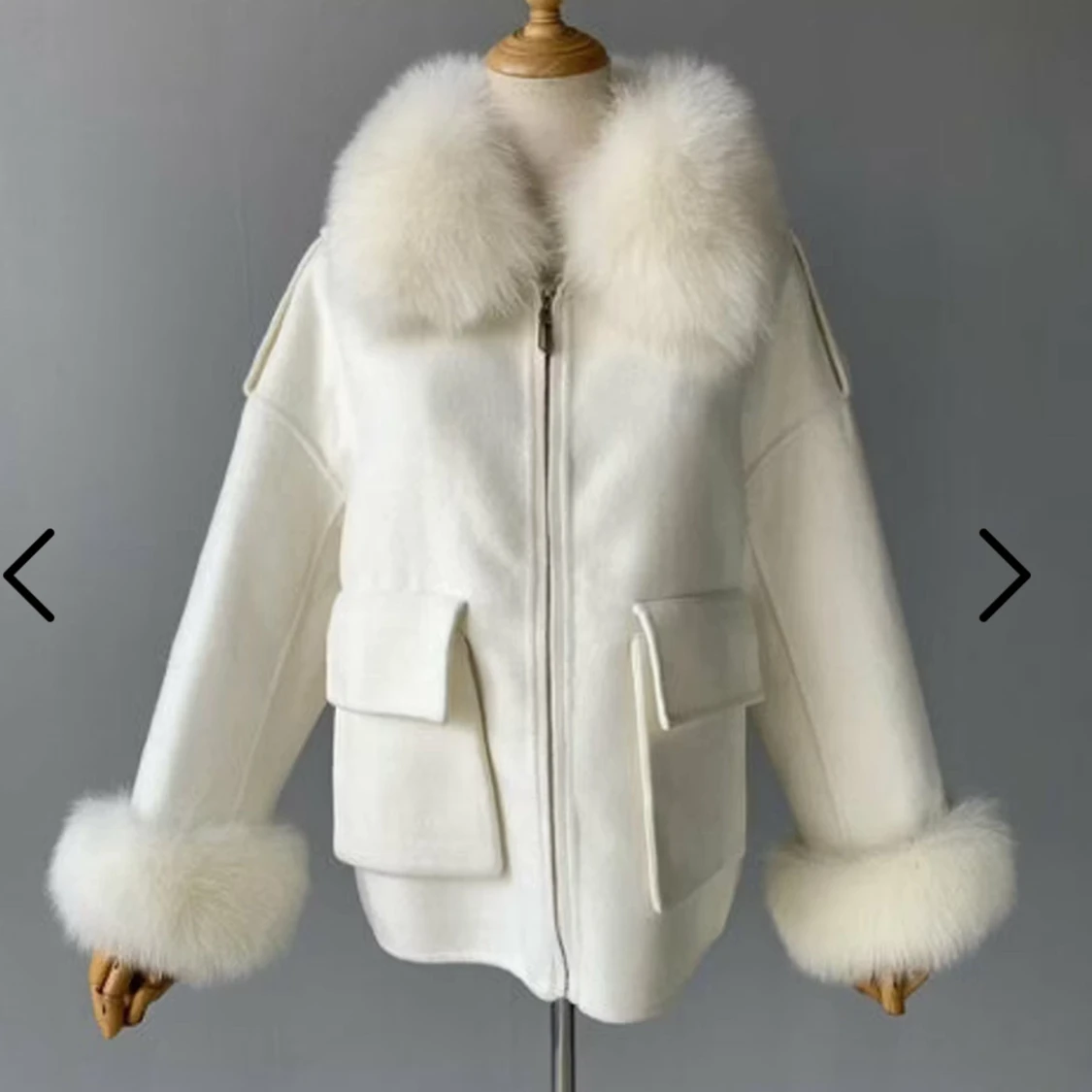 Vit pälsjacka Stephanie S