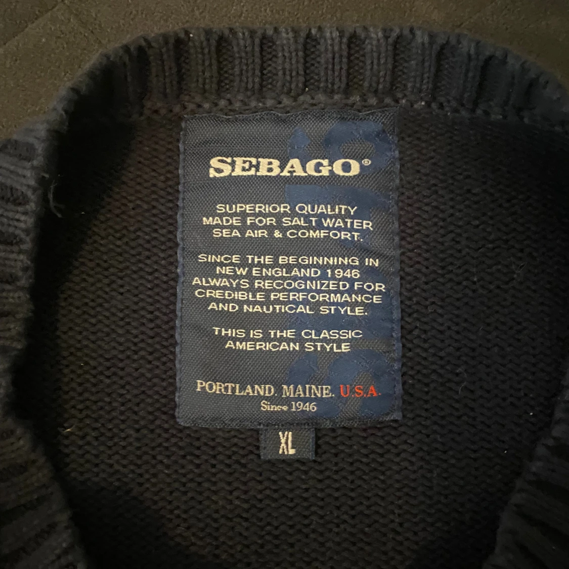 Mörkblå stickad tröja Sebago  - 2