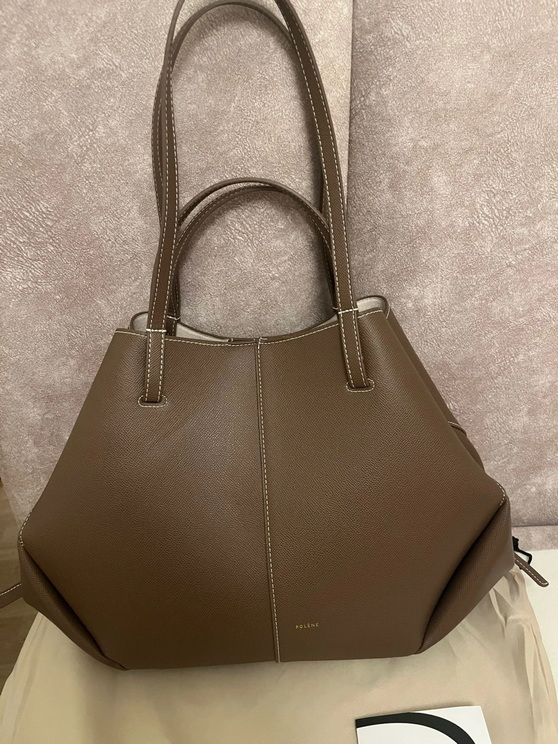 Brun axelväska från Polène i skinn - 3