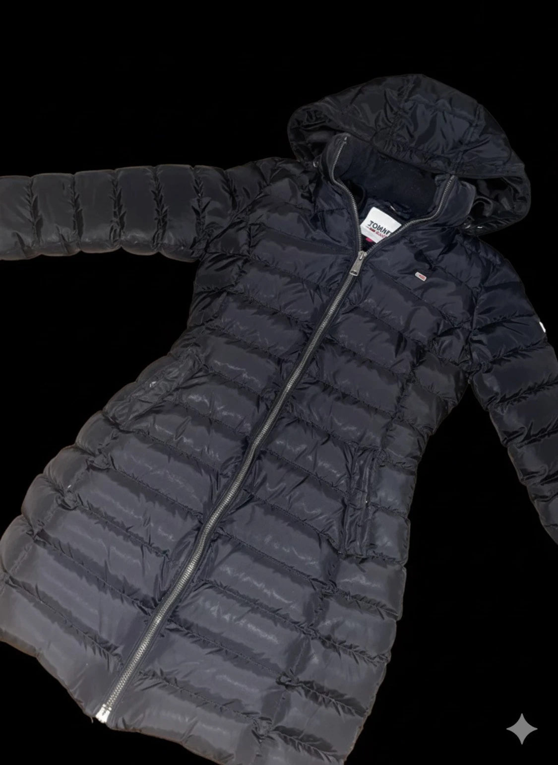 Svart lång dunjacka Tommy Hilfiger