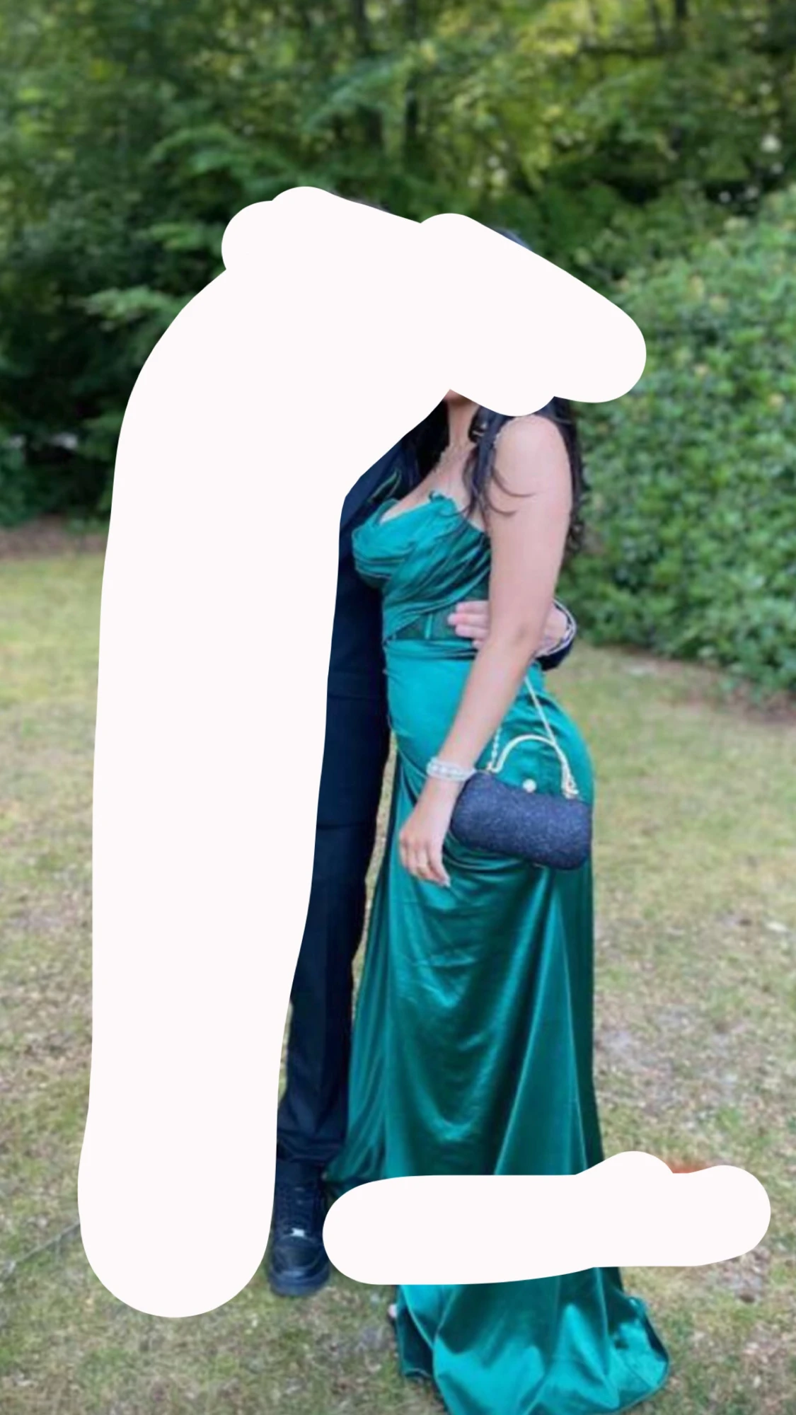 Grön axelbandlös lång balklänning - 4