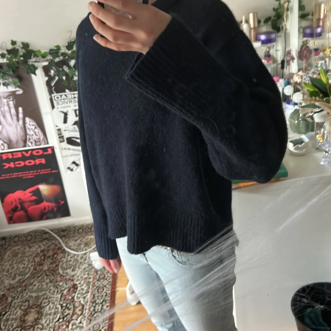 Mörkblå stickad tröja Gina Tricot - 1