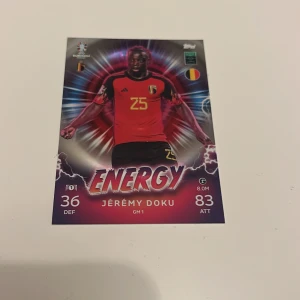 Belgien fotbollstkort EM 2024 - Snygg Belgien fotbollskort från EM 2024 med nummer 25 på bröstet. Tröjan är röd med svarta detaljer och har korta ärmar. Adidas-loggan syns på framsidan och landslagets emblem är placerat på vänster bröst. Perfekt för dig som vill representera Belgien.