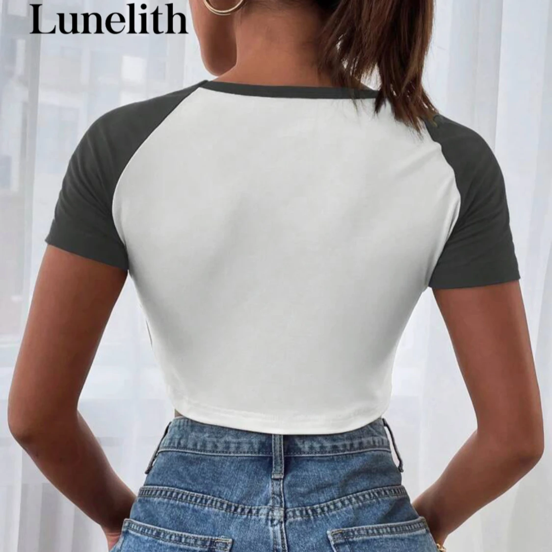 Vit och grå croppad topp från SHEIN - 1