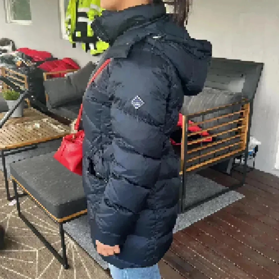 Mörkblå Gant lång pufferjacka med huva - 4