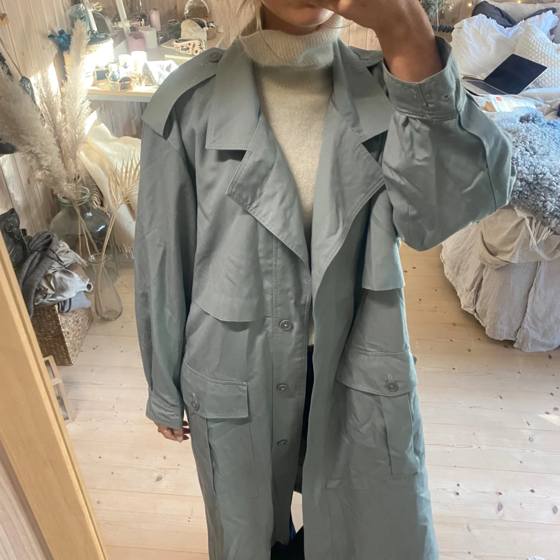 Blå / grå trenchcoat  - 1