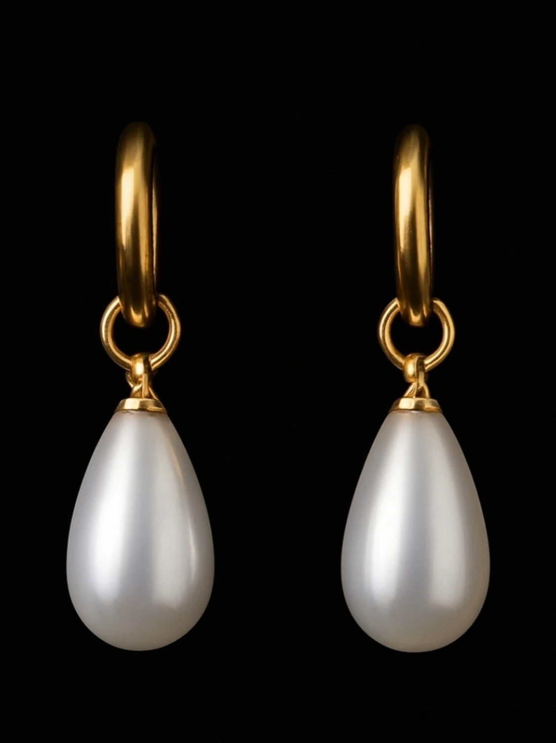 Guldörhängen med droppformade pärlor