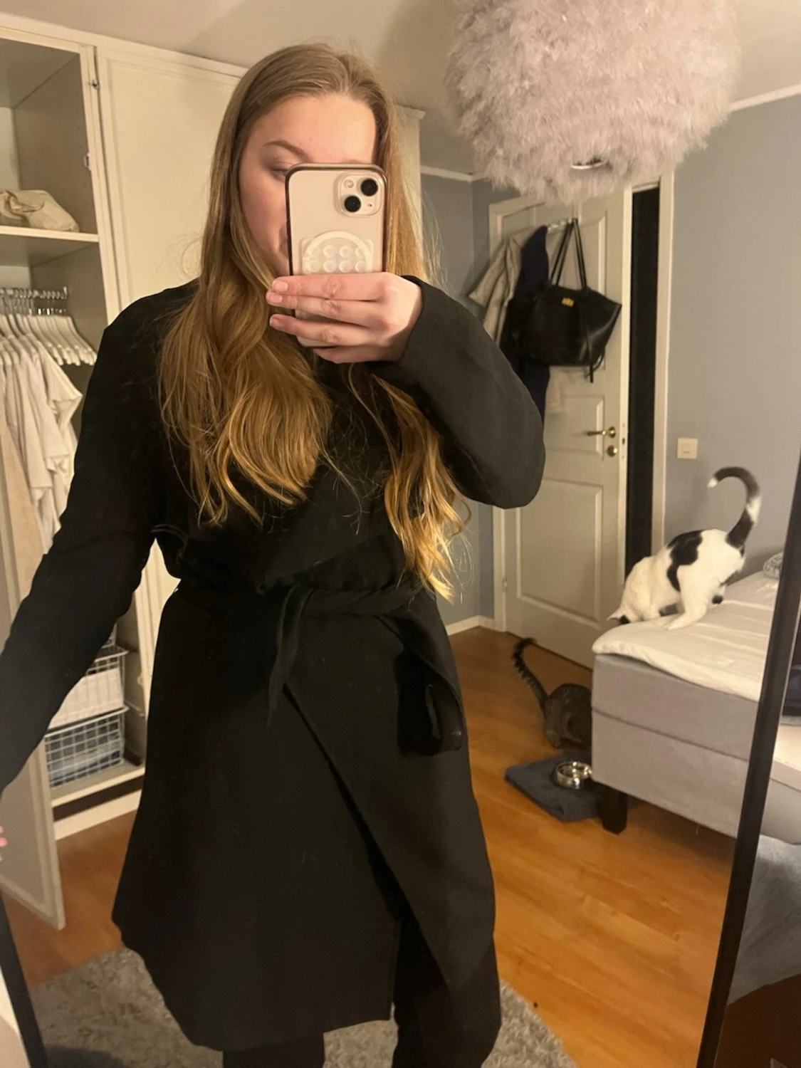 Svart kappa från ONLY med bälte - 2