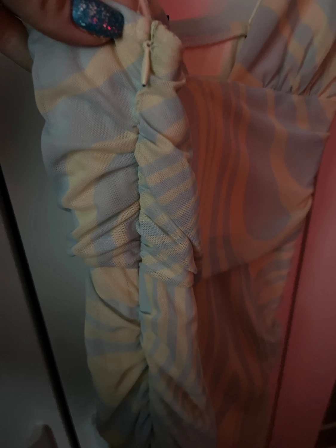 Ljusblå och gul mönstrad klänning - 3