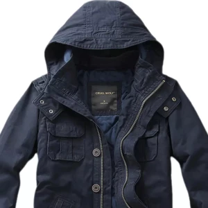 Hooded navy blue cargo jacket - Hooded navy blue cargo jacket, strl L. Köpte den från utlandet säljer den då den var för stor för mig. Priset är inte satt så skicka bud!