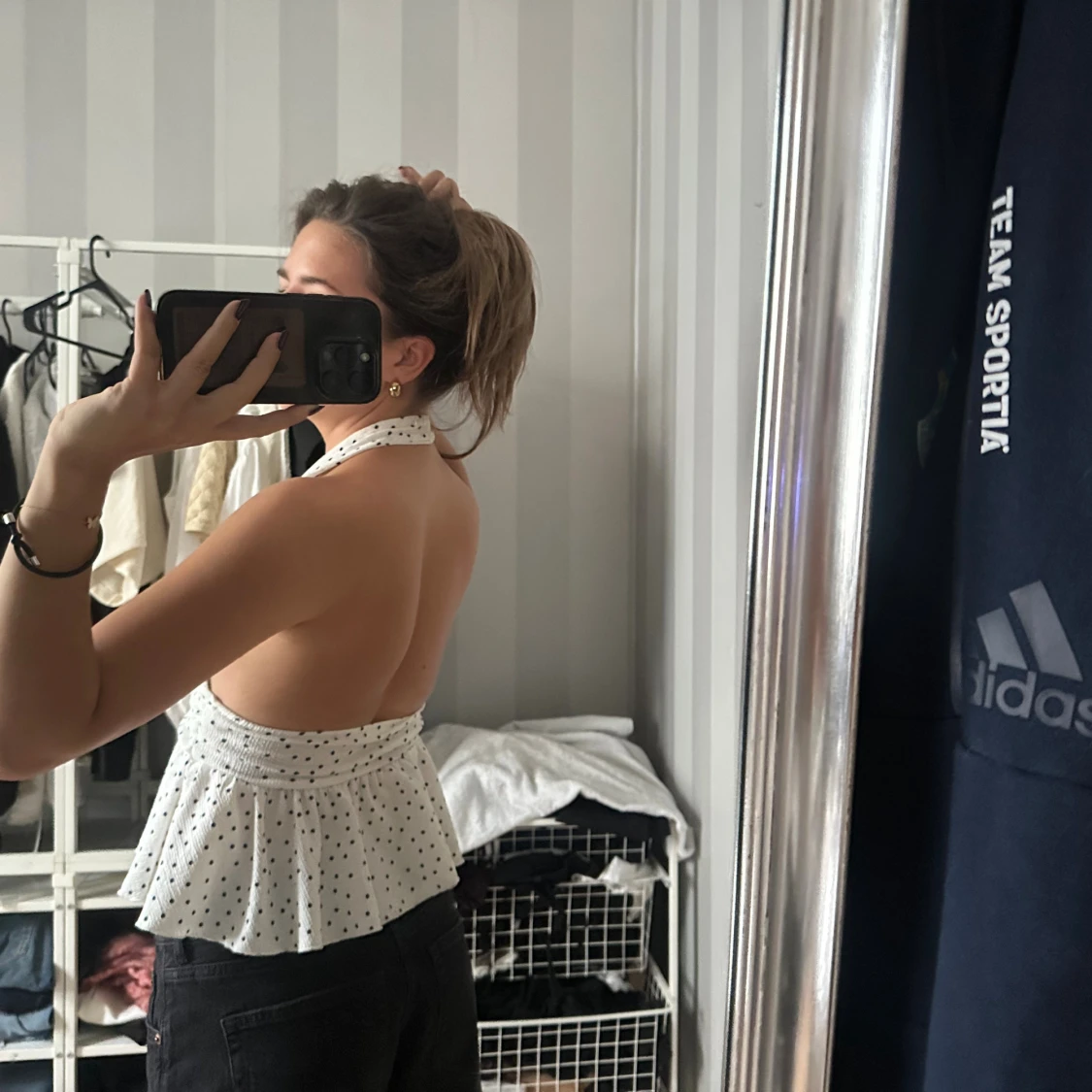 Vit prickig halterneck peplumtop - 2