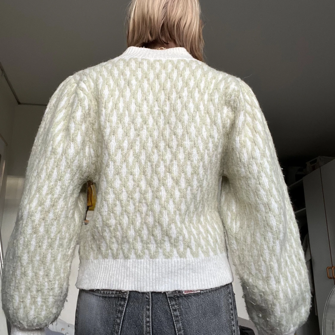 Vit och ljusgrön stickad tröja från ASOS - 2