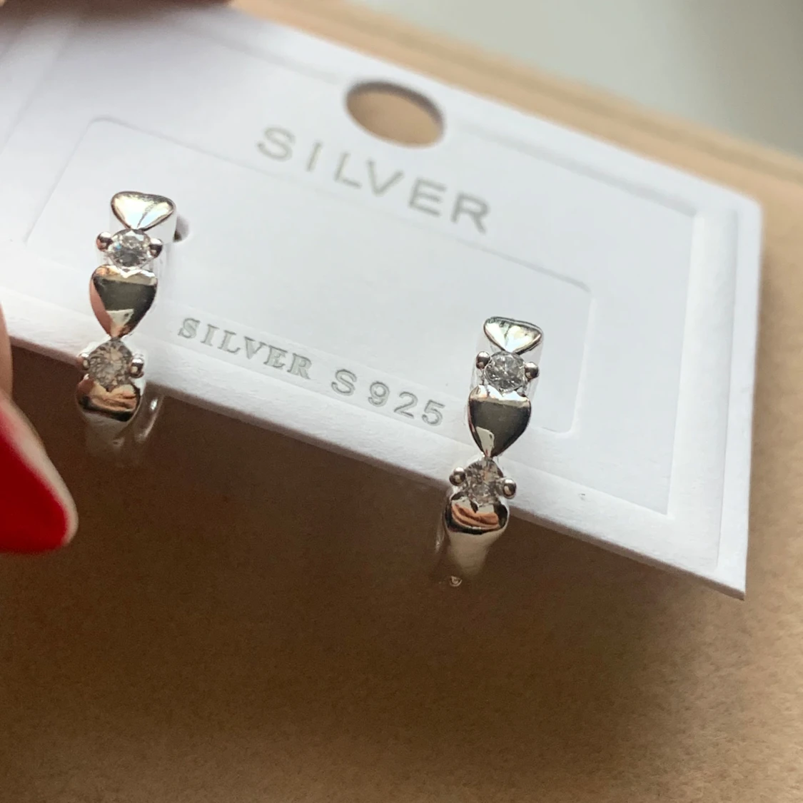 S925 silverörhängen med hjärtan - 2