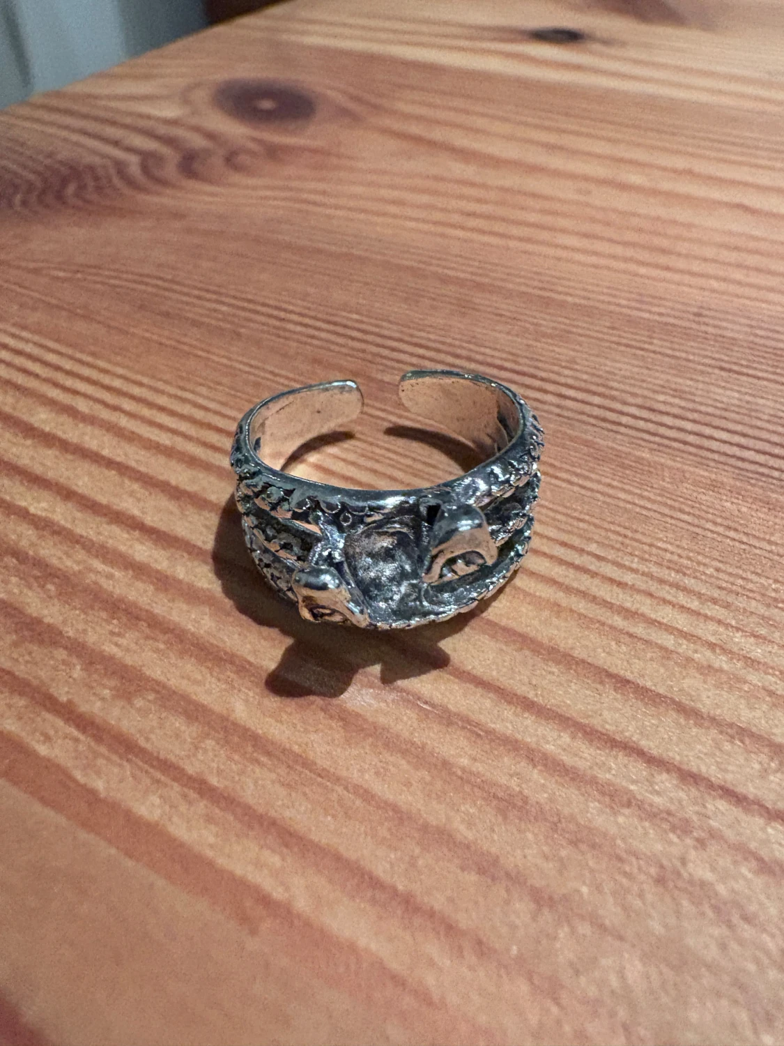 Silvrig ring med ormdesign - 1