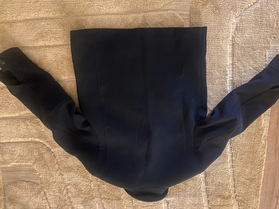 Mörkblå ull overshirt med stora fickor - 2