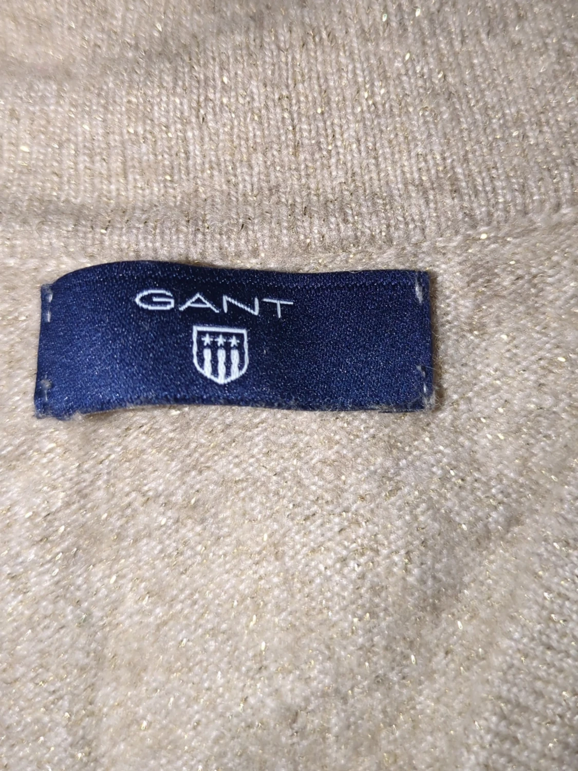 Beige stickad v-ringad tröja GANT - 2