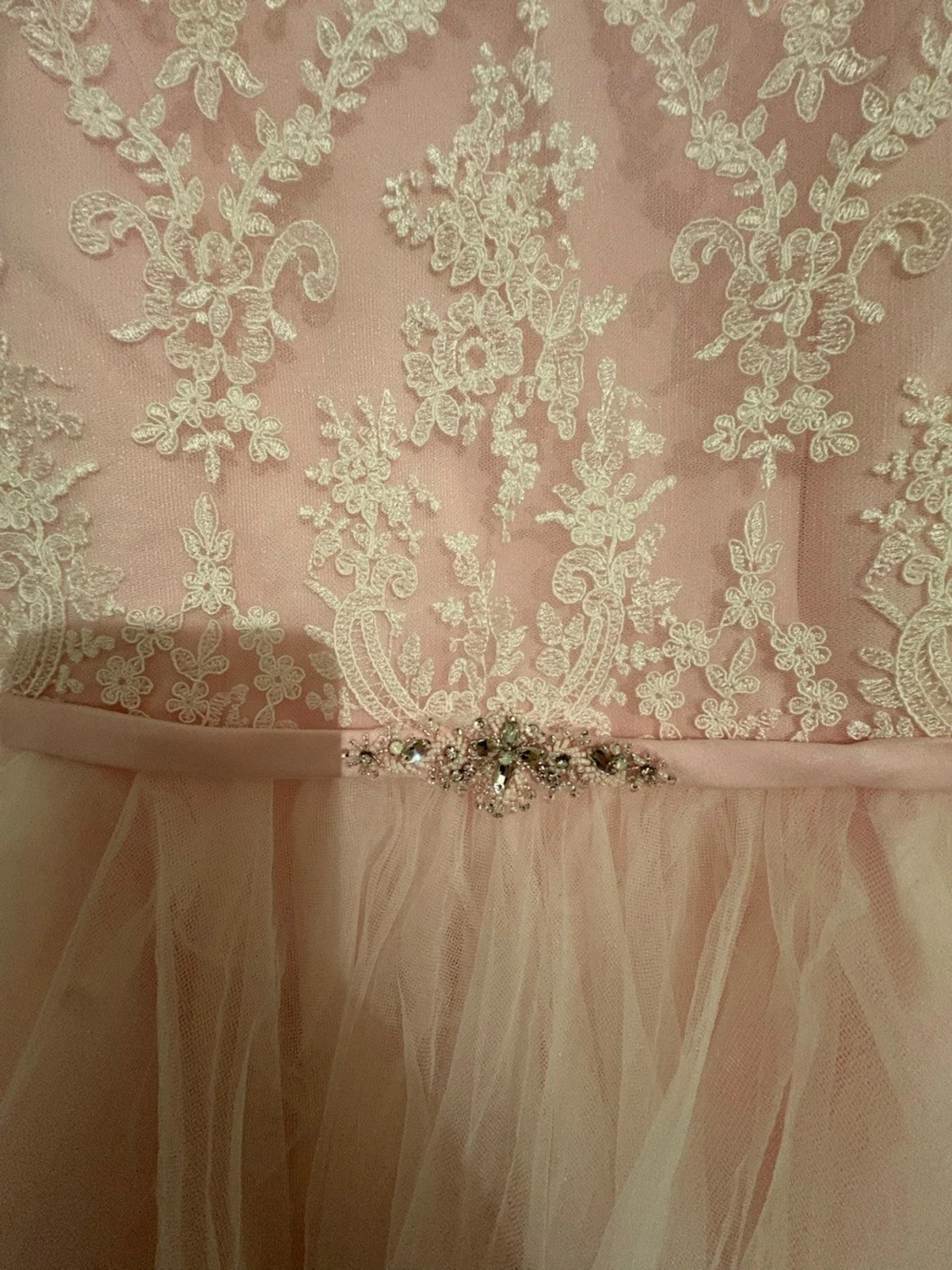 Ljusrosa långklänning med spets( flickkläder) - 1