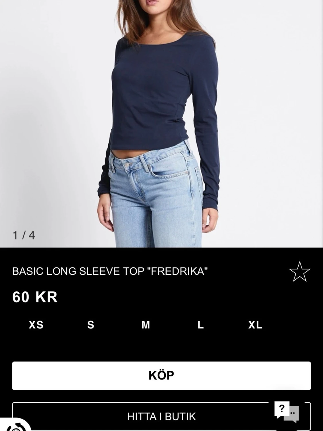 Mörkblå basic långärmad topp