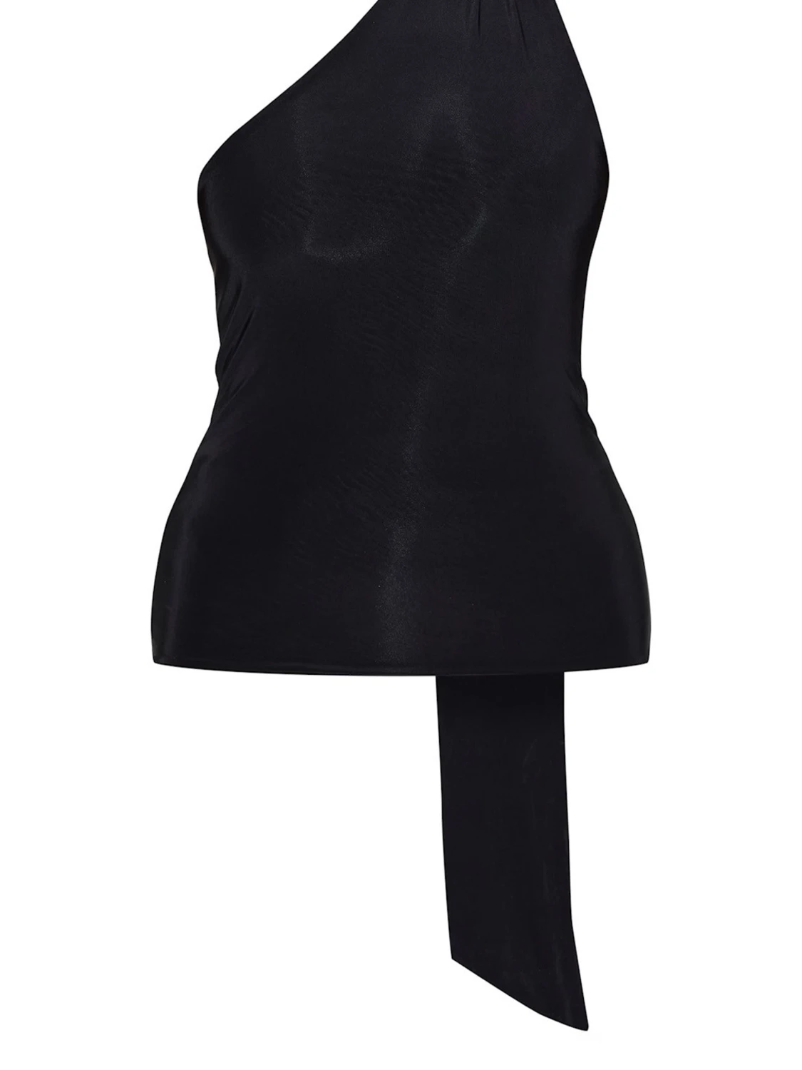 Svart oneshoulder topp med knyt - 2