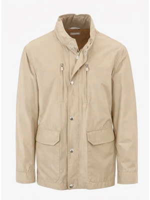 Brunello Cucinelli jacka  - Snygg beige vindjacka från Brunello Cucinelli med hög krage, två bröstfickor med dragkedja och två stora fickor framtill. Jackan har knappstängning och är tillverkad i polyester med en clean och stilren look. Perfekt för dig som gillar minimalistisk stil.