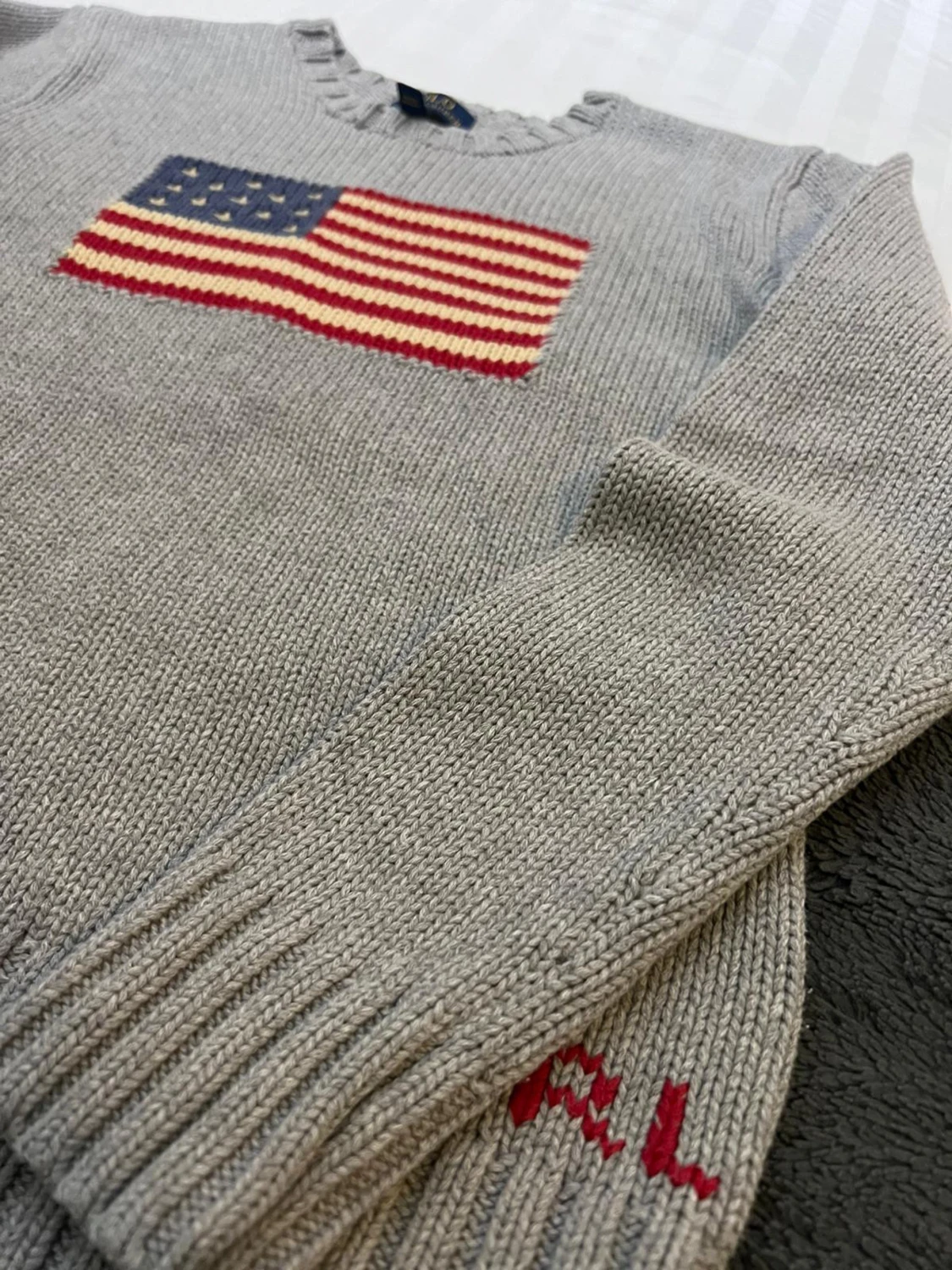 Ralph Lauren USA Flagga Tröja Flag Sweater Grå - 3