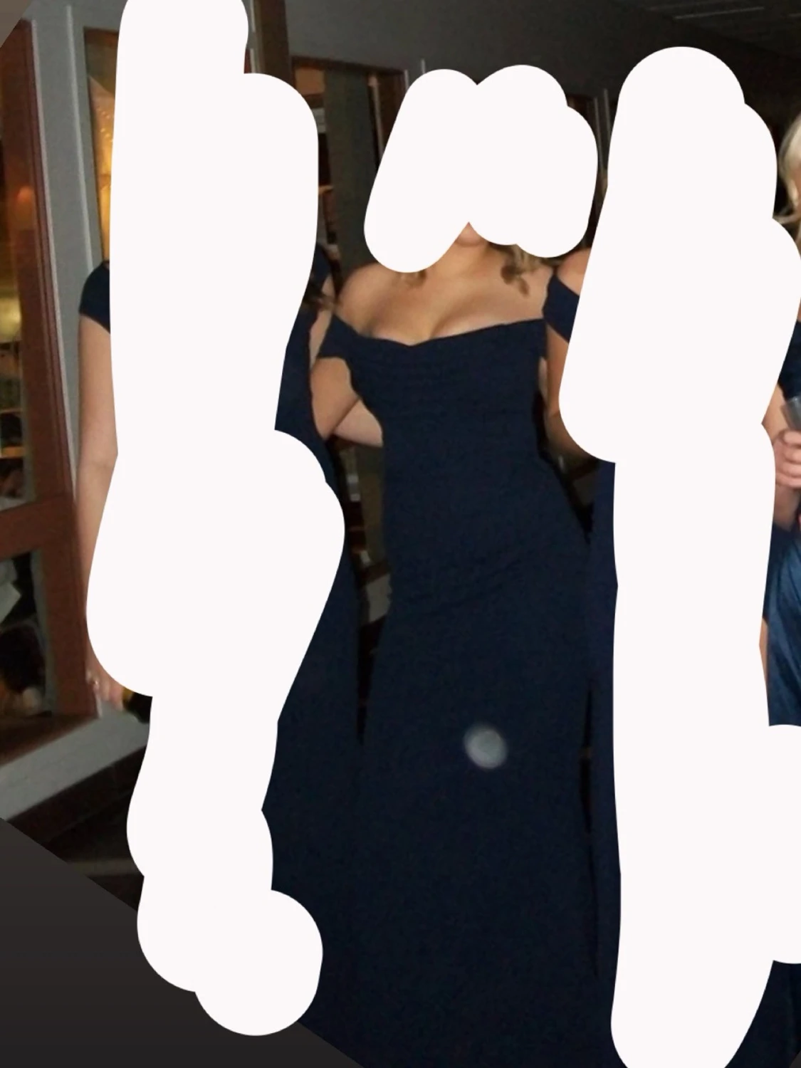 Marinblå offshoulder långklänning