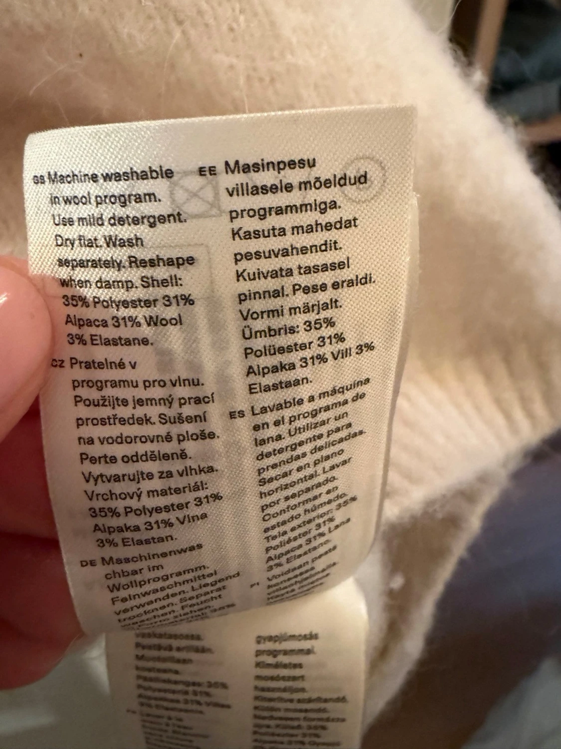 Ljusbeige oversized stickad tröja L - 3