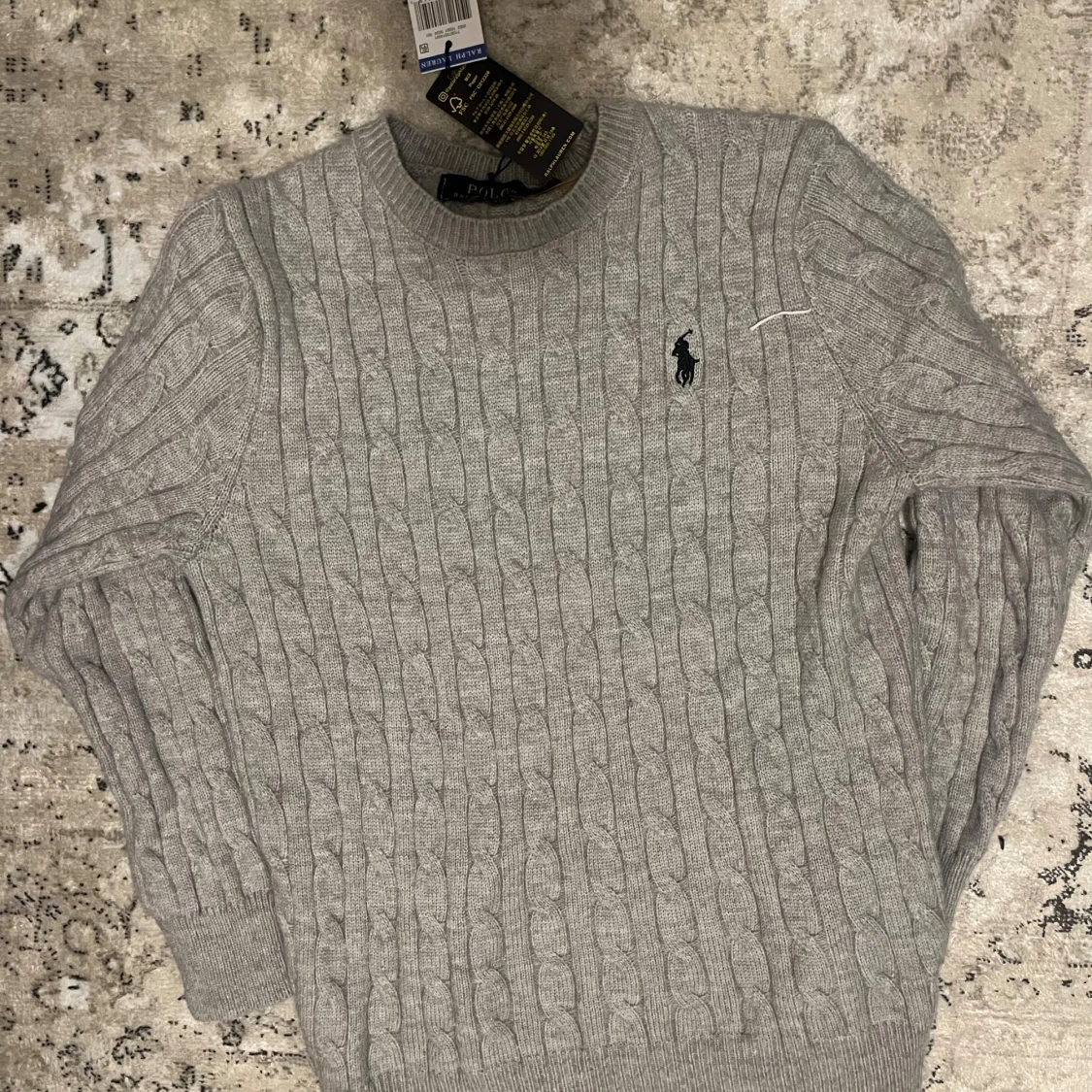 Grå kabelstickad tröja Polo Ralph Lauren