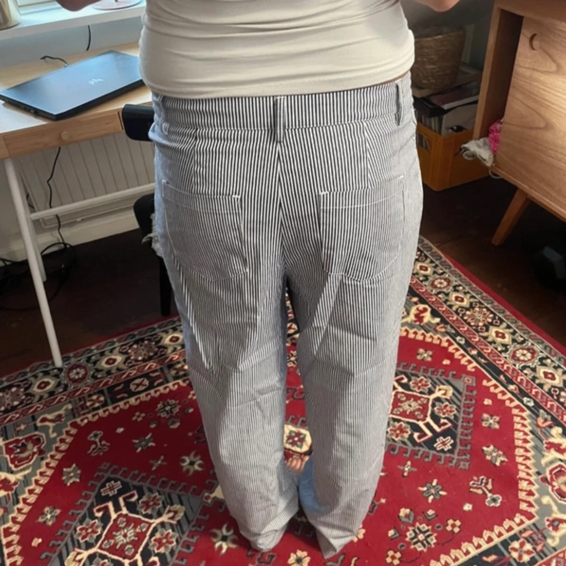 NAKD Randiga raka byxor i bomull - 1