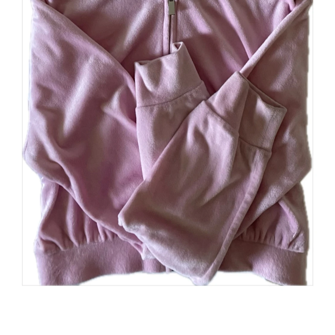 Ljusrosa fleece hoodie med half zip - 1