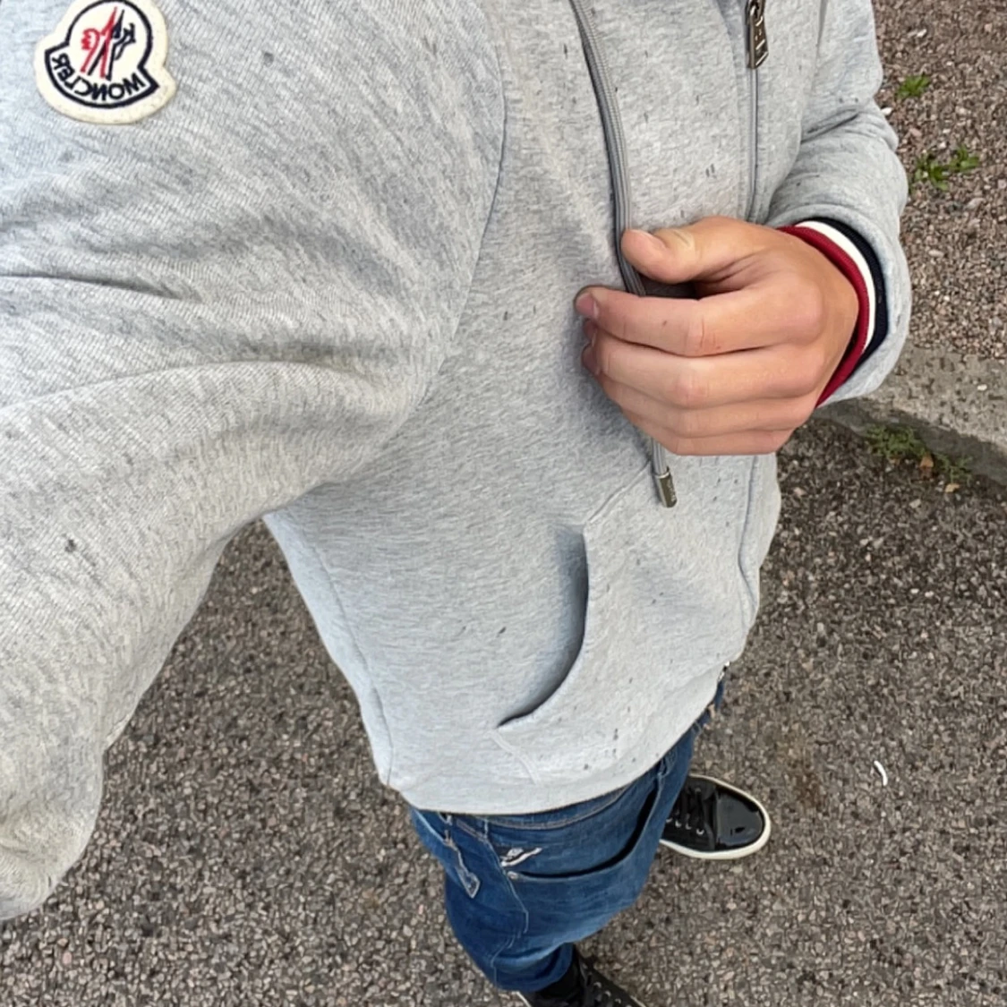 Grå Moncler hoodie med dragkedja - 4